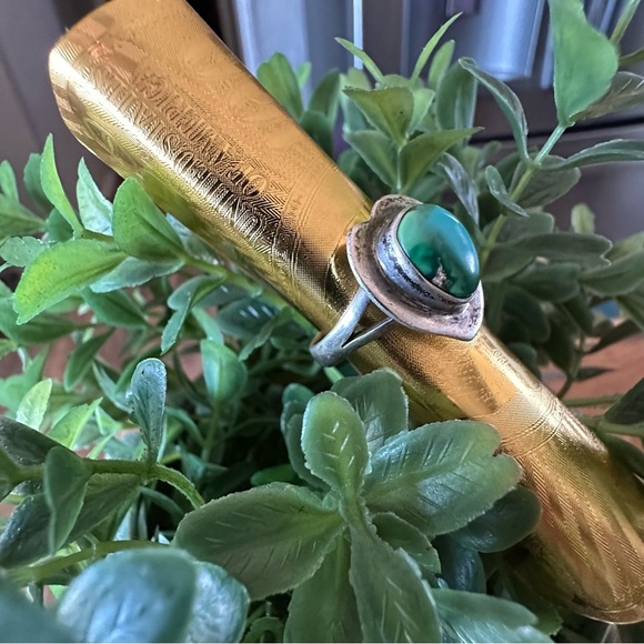 Vintage Sterling Silver Sonoran Gold Turquoise Heart Ring NA S: 6.25 - Picture 4 of 9